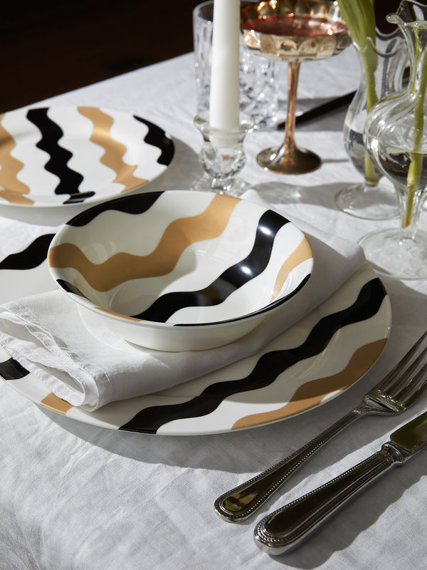 SIDE PLATE SET OF 2 - Black & Gold