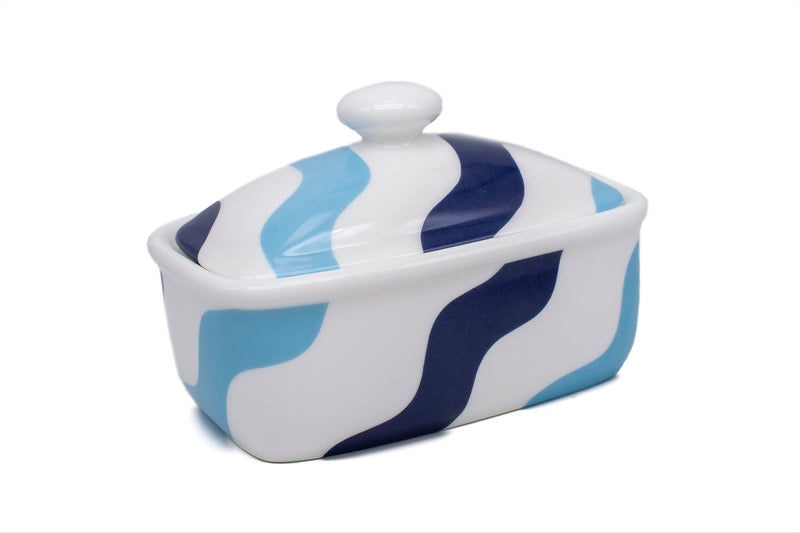 BUTTER DISH - MIXED BLUE