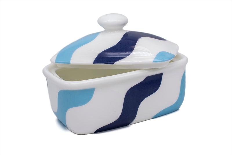 BUTTER DISH - MIXED BLUE