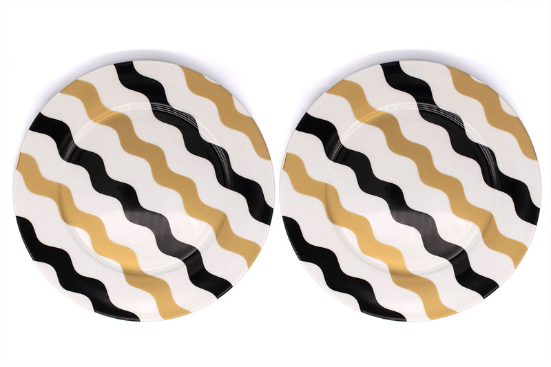 DINNER PLATE SET OF 2 - Black & Gold