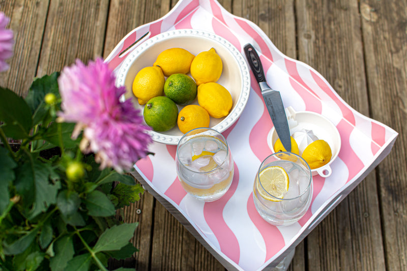 SCALLOP TRAY - pink & white