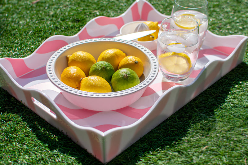 SCALLOP TRAY - pink & white