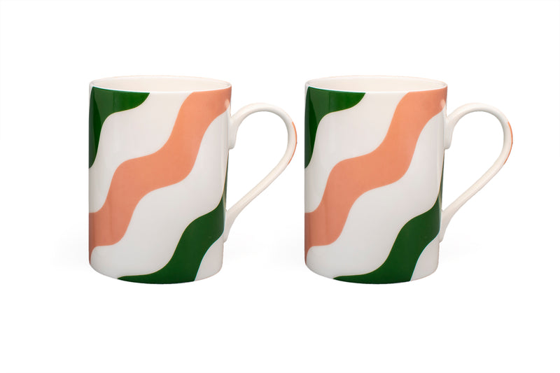 MUG SET OF 2 - Pink & Green