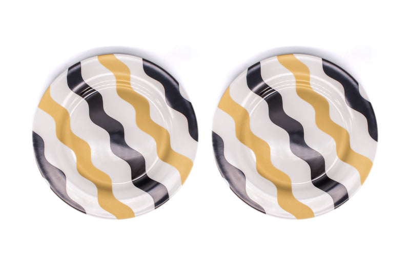 SIDE PLATE SET OF 2 - Black & Gold