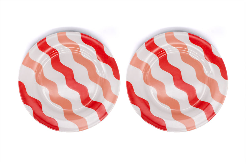 SIDE PLATE SET OF 2 - Red & Pink