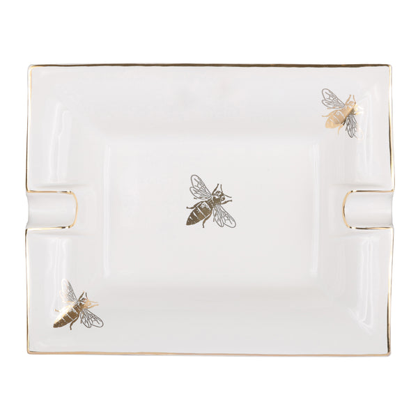 Large Trinket Tray / Ashtray - White Bee